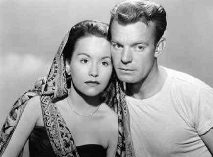 Carol Thurston, Dennis O'Keefe, on-set of the film, "The Story of Dr. Wassell", Paramount Pictures,