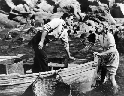 Mario Vitale, Ingrid Bergman, on-set of the Italian-American film, "Stromboli", Italian: