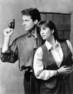 Ted Wass, Victoria Principal, on-set of the Television film, "Sparks: The Price Of Passion",