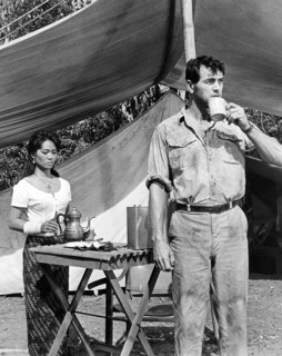 Judy Dan, Rock Hudson, on-set of the film, "The Spiral Road", Universal Pictures, 1962