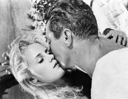 Mary Ure, Peter Finch, on-set of the British film, "Windom's Way", Rank Film Distributors, 1957