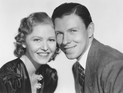 Josephine Hutchinson, George Murphy, on-set of the film, "he Women Men Marry", MGM, 1937
