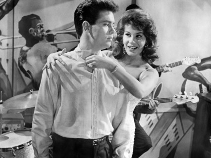 Cliff Richard, Sonya Cordeau, on-set of the British film, "The Young Ones", U.S. title: "Wonderful