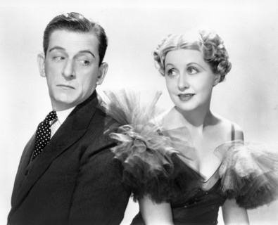 Edward Everett Horton, Genevieve Tobin, on-set of the film, "Uncertain Lady", Universal Pictures,