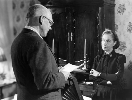 Donald McKee, Dorothy Gish, on-set of the film, "The Whistle At Eaton Falls", Columbia Pictures,