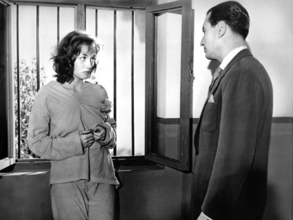 Barbara Shelley, Robert Ayres, on-set of the film, "Cat Girl", Anglo Amalgamated Film Distributors,