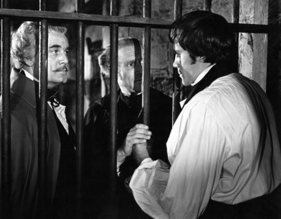 Clifford Evans, John Gabriel, Oliver Reed, on-set of the film, "The Curse Of The Werewolf",