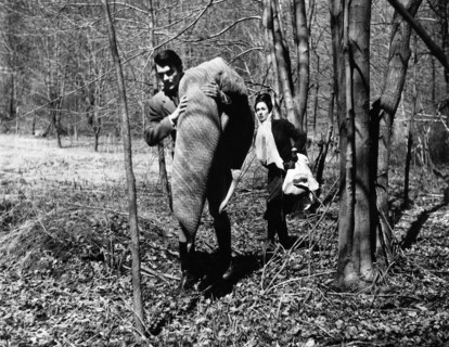 Robert Milli, Margot Hartman, on-set of the film, "The Curse Of The Living Corpse", 20th