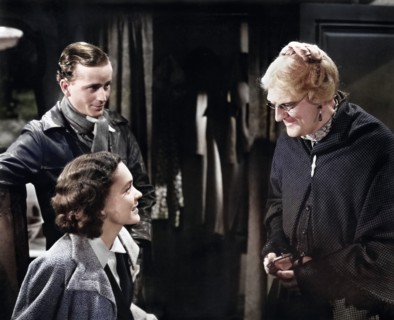 Frank Lawton, Maureen O'Sullivan, Lionel Barrymore, on-set of the film, "The Devil-Doll", MGM, 1936
