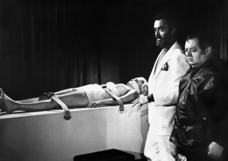 Sivi Aberg, John Considine, Leon Askin, on-set of the film, "Doctor Death: Seeker Of Souls",