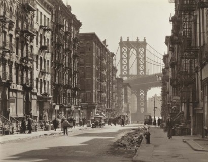 Pike Street at Henry Street looking toward Manhattan Bridge, New York City, New York, USA, Berenice