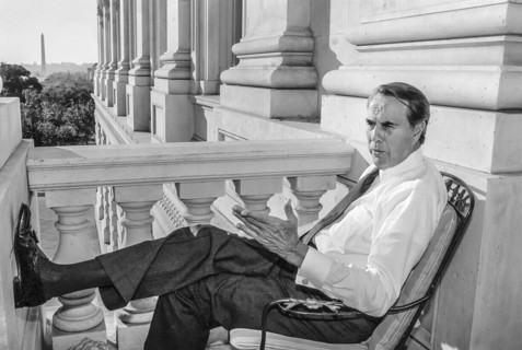 U.S. Senator Bob Dole (R-Kansas), seated on balcony outside his Minority Leader's office, U.S.
