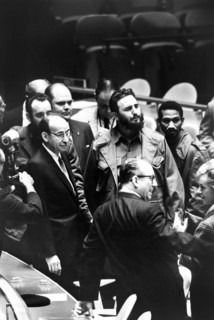Fidel Castro, president of Cuba, at a meeting of the United Nations General Assembly, New York