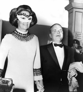 Katharine Graham, guest of honor, Truman Capote, host, attending Black & White Ball, Plaza Hotel,