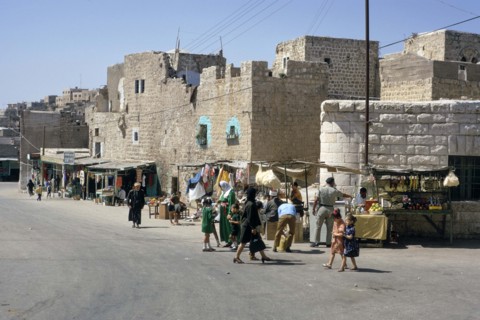 Street scene and market, Hebron, West Bank, Palestine, Bernard Gotfryd, 1971
