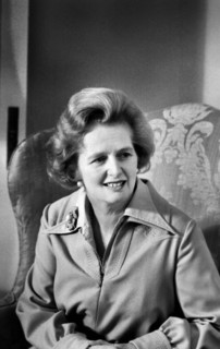 British Conservative Party leader and Leader of the Opposition Margaret Thatcher, half-length