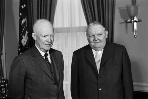 Dr. Ludwig Erhard, Vice Chancellor and Minister of Economics of West Germany, with U.S. President