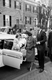 U.S. President-Elect John Kennedy with wife Jacqueline Kennedy as they return to their Georgetown