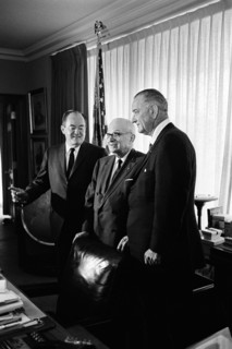 U.S. Vice President Hubert Humphrey, former U.S. President Harry S. Truman, and U.S. President