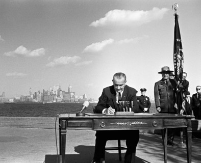 U.S. President Lyndon B. Johnson signing  the Immigration and Nationality Act of 1965, Liberty