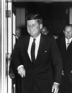 U.S. President-elect John Kennedy arriving at White House to meet with U.S. President Dwight