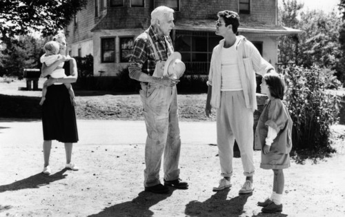 Denise Crosby, Miko Hughes, Fred Gwynne, Dale Midkiff, Blaze Berdahl, on-set of the film, "Pet