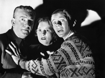 John Litel, Olive Blakeney, Jimmy Lydon, on-set of the film, "Henry Aldrich Haunts A House",