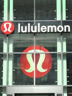 Lululemon store, building exterior with company logo, Fifth Avenue, New York City, New York, USA