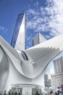 Oculus Transportation Hub and One World Trade Center, Financial District, New York City, New York,