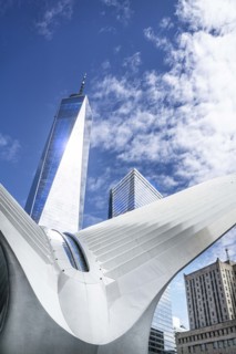 Oculus Transportation Hub and One World Trade Center, Financial District, New York City, New York,