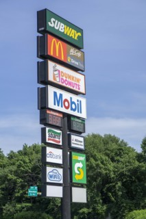 Highway rest stop signs, Connecticut, USA