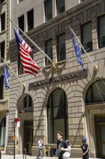 New York Law school, building exterior and sidewalk scene, New York City, New York, USA