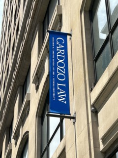 Cardozo Law, building exterior banner, Benjaman R. Cardozo School of Law, Yeshiva University, New