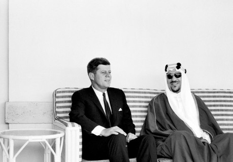 U.S. President John F. Kennedy visiting Saud bin Abdul-Aziz Al Saud, King of Saudi Arabia at the