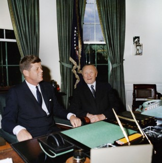 U.S. President John F. Kennedy meeting with Chancellor of West Germany, Dr. Konrad Adenauer, Oval