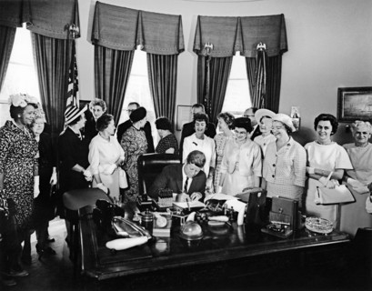 U.S. President John F. Kennedy signing Equal Pay Act, Oval Office, White House, Washington, D.C.,