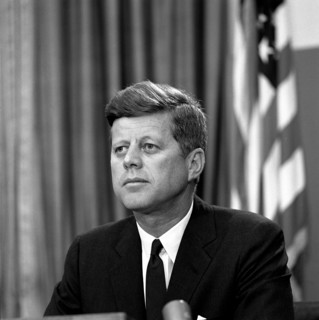 U.S. President John F. Kennedy delivering radio and television address to the nation regarding