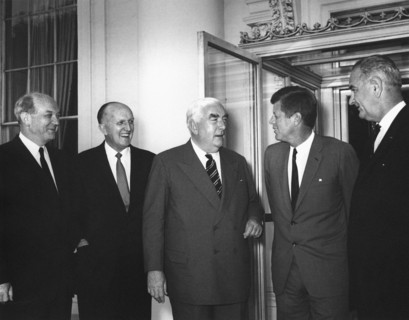 Left to right: U.S. Secretary of State Dean Rusk, Ambassador of Australia Sir Howard Beale,