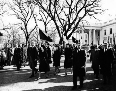 U.S. President Lyndon B. Johnson and U.S.  First Lady Lady Bird Johnson walking in U.S. President