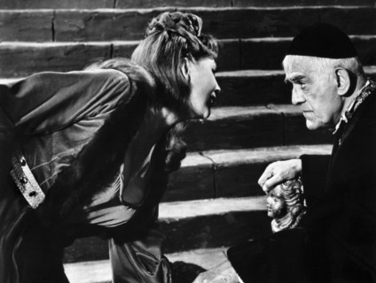 Hazel Court, Boris Karloff, on-set of the film, "The Raven", American International Pictures, 1963