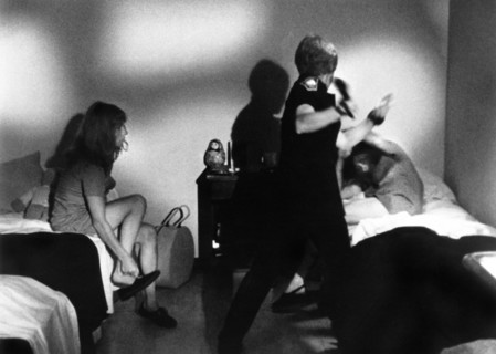 Dee Dee Bradley (left), Carol Locatelli (right), on-set of the film, "Thunder County", aka "Convict