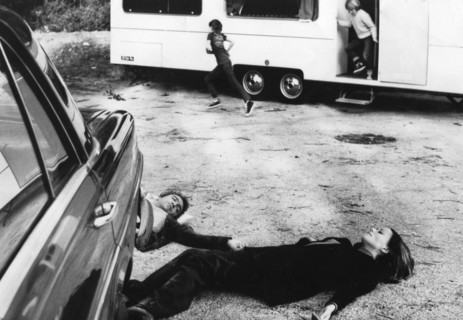 Luigi Pistilli, Claudine Auger, on-set of the film, "Italian film, "A Bay Of Blood", original