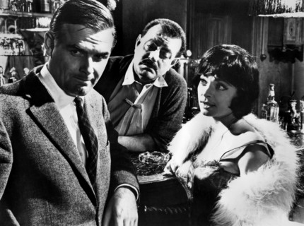 Joachim Fuchsberger, Rudolf Fenner, Anneli Sauli, on-set of the West German film, "Dead Eyes Of