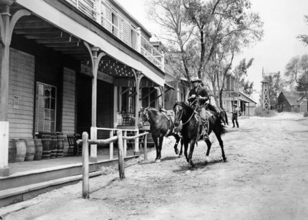 John Derek, on-set of the western film, "Fury At Showdown", United Artists, 1957