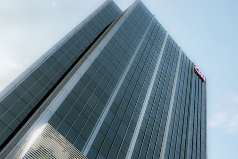 CNN Headquarters building, building exterior, low angle view, Los Angeles, California, USA