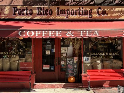 Porto Rico Importing Co., Coffee and Tea Shop, building exterior, 201 Bleecker Street, Greenwich