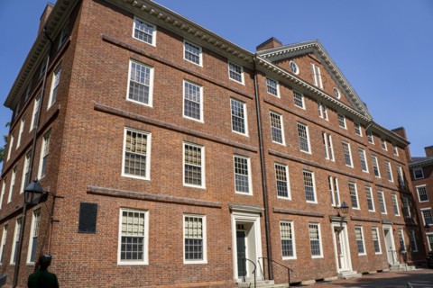 Hollis Hall, freshman dormitory, building exterior, Harvard Yard, Harvard University, Cambridge,