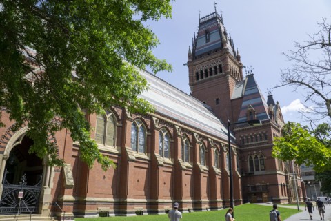 Annenberg Hall (foreground) and Memorial Transept, Memorial Hall, building exterior, Harvard