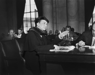 Frances, Perkins, U.S. Secretary of Labor, attending committee meeting, Washington, D.C., USA,