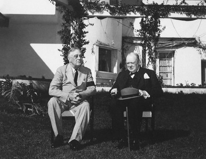U.S. President Franklin D. Roosevelt with British Prime Minister Winston Churchill at Casablanca
